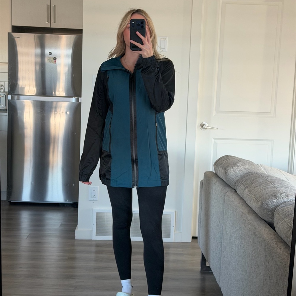 lululemon athletica Teal and Black Hooded Bomber Jacket